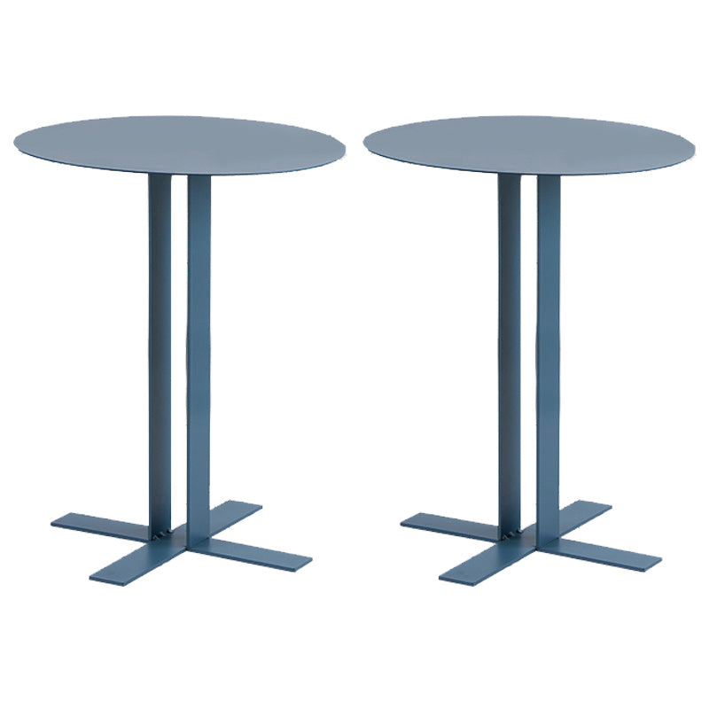 19.7" Tall Pedestal End Table Mid-Century Metal Round Side End Table