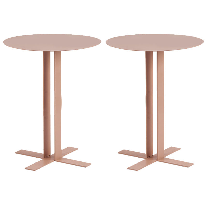 19.7" Tall Pedestal End Table Mid-Century Metal Round Side End Table
