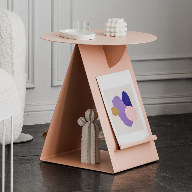 Mid-Century Abstract End Table Metal Round Side End Table for Sofa