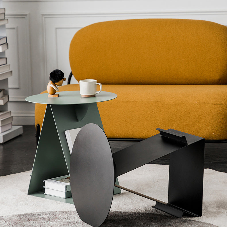 Mid-Century Abstract End Table Metal Round Side End Table for Sofa