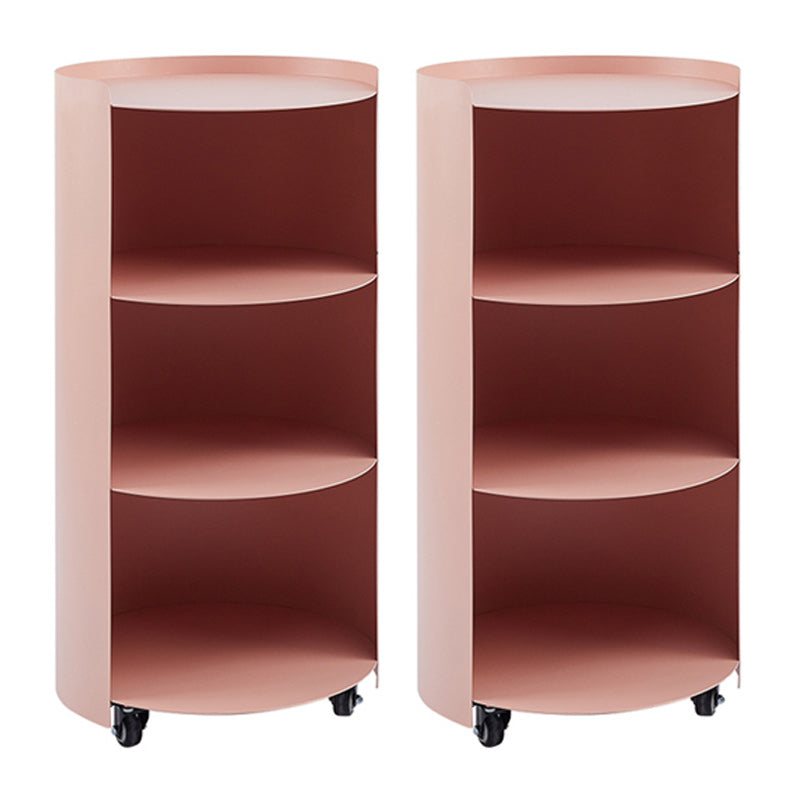 Mid-Century Round Side End Table Metal End Slide Table with Shelf
