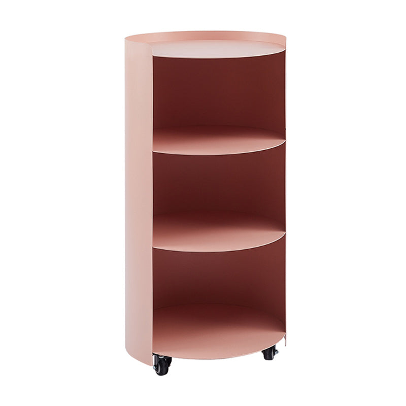 Mid-Century Round Side End Table Metal End Slide Table with Shelf