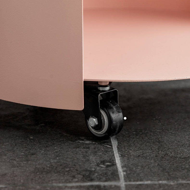 Mid-Century Round Side End Table Metal End Slide Table with Shelf