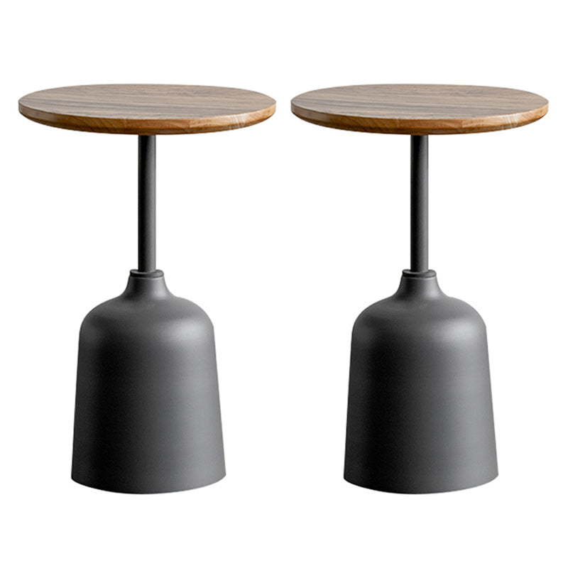 Modernistic Pedestal End Table Slate/Wood Top Round Corner Table