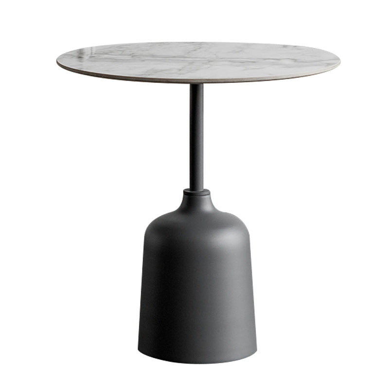 Modernistic Pedestal End Table Slate/Wood Top Round Corner Table