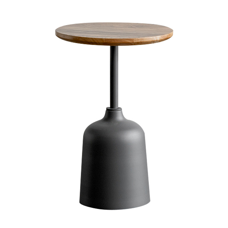 Modernistic Pedestal End Table Slate/Wood Top Round Corner Table