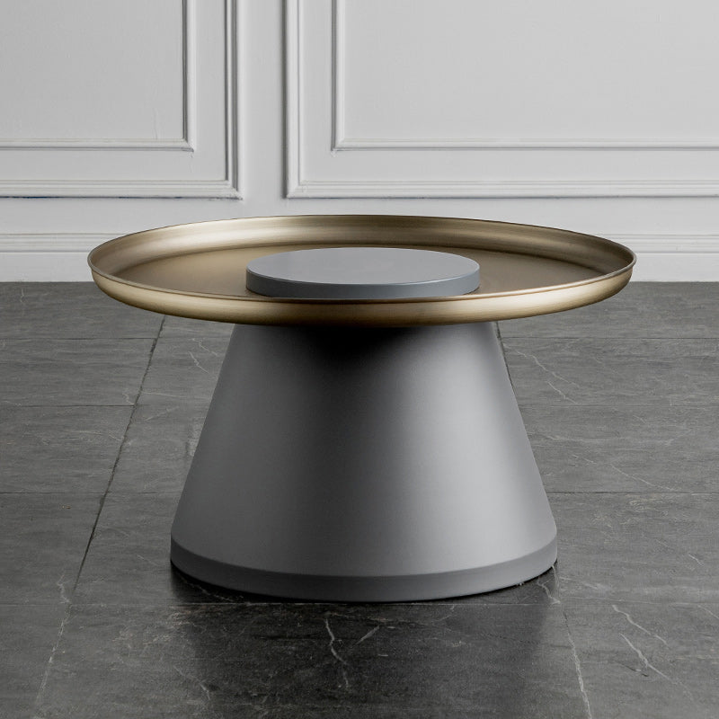 Mid-Century Pedestal End Table Round Metal Side Table for Living Room
