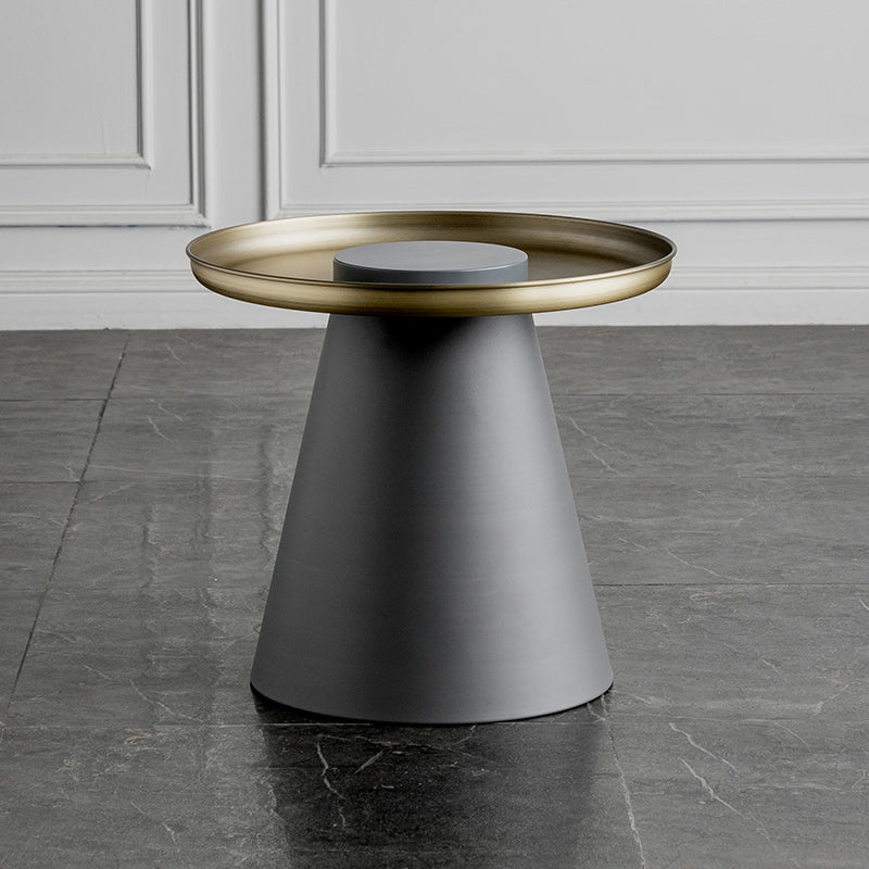 Mid-Century Pedestal End Table Round Metal Side Table for Living Room