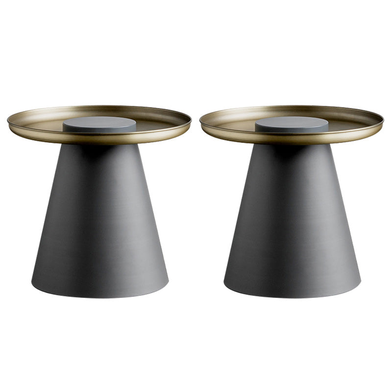 Mid-Century Pedestal End Table Round Metal Side Table for Living Room