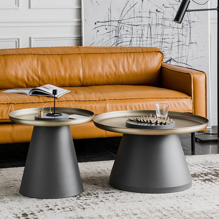 Mid-Century Pedestal End Table Round Metal Side Table for Living Room