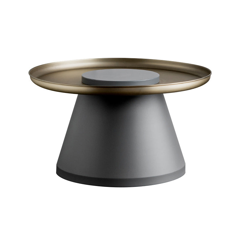 Mid-Century Pedestal End Table Round Metal Side Table for Living Room
