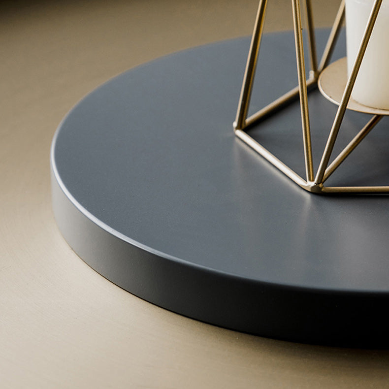 Mid-Century Pedestal End Table Round Metal Side Table for Living Room