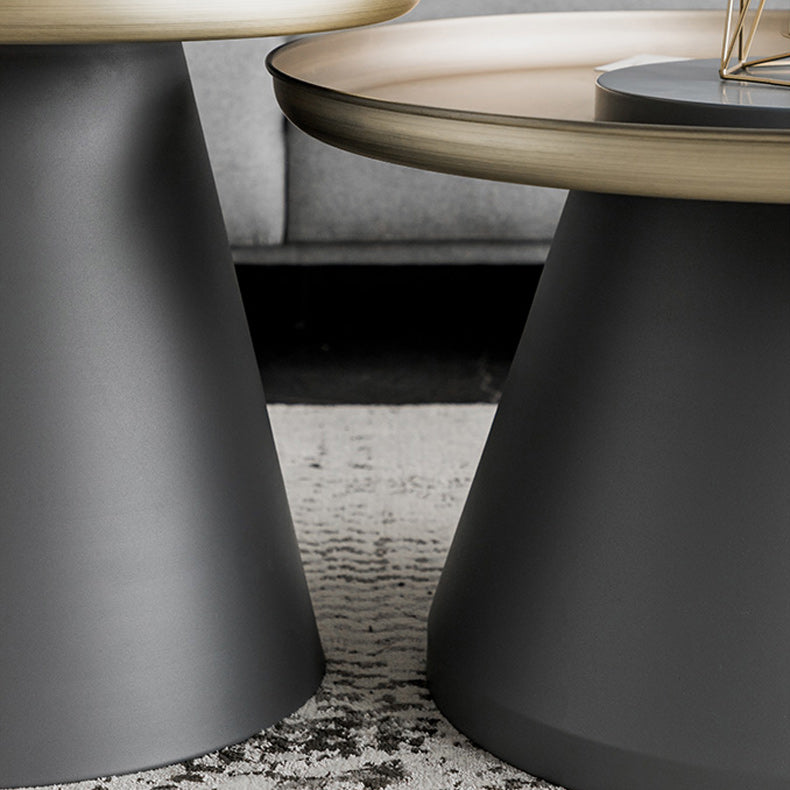 Mid-Century Pedestal End Table Round Metal Side Table for Living Room