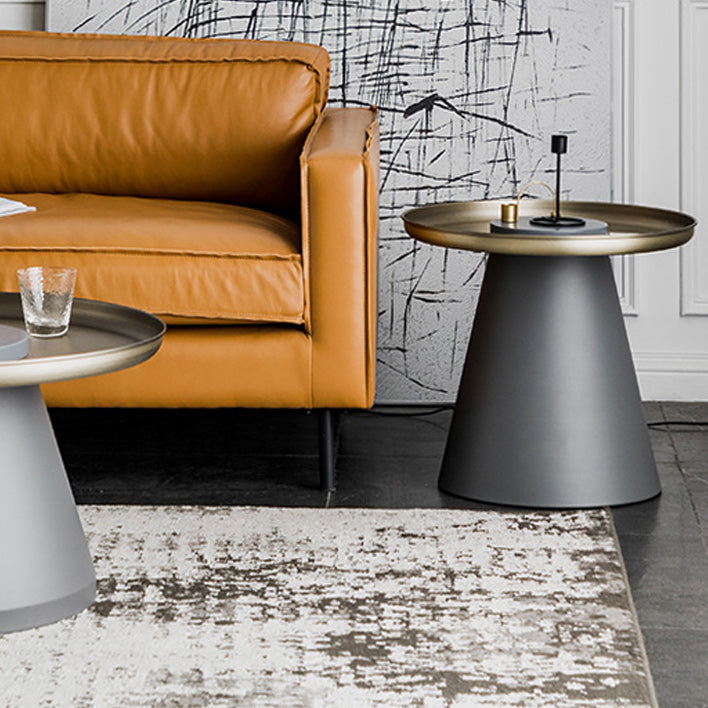 Mid-Century Pedestal End Table Round Metal Side Table for Living Room