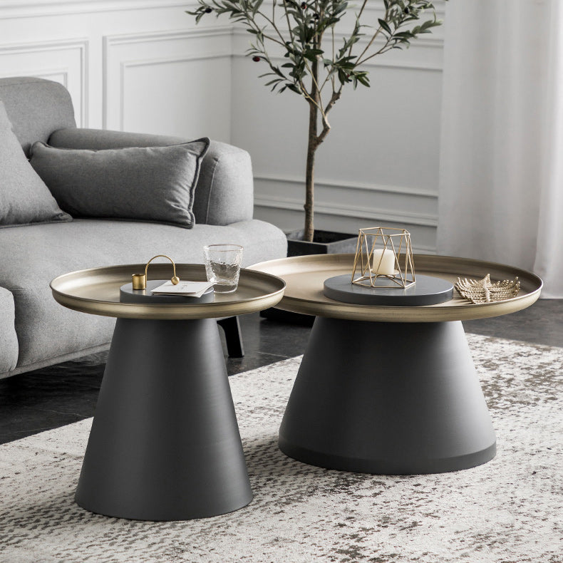 Mid-Century Pedestal End Table Round Metal Side Table for Living Room