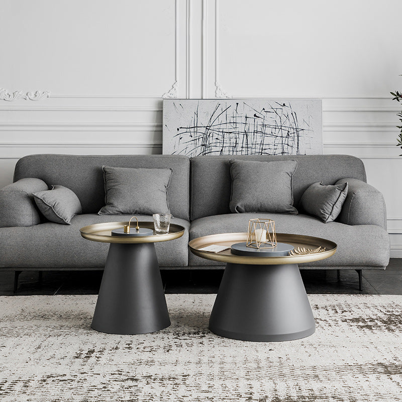 Mid-Century Pedestal End Table Round Metal Side Table for Living Room
