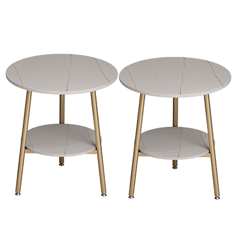 Modern Slate Top Round Double Tier End Table 3 Legs End Table