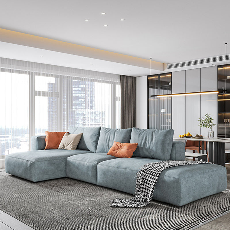 Nordic Pillows Living Room Faux Leather Stationary Square Arm Sofa Chaise