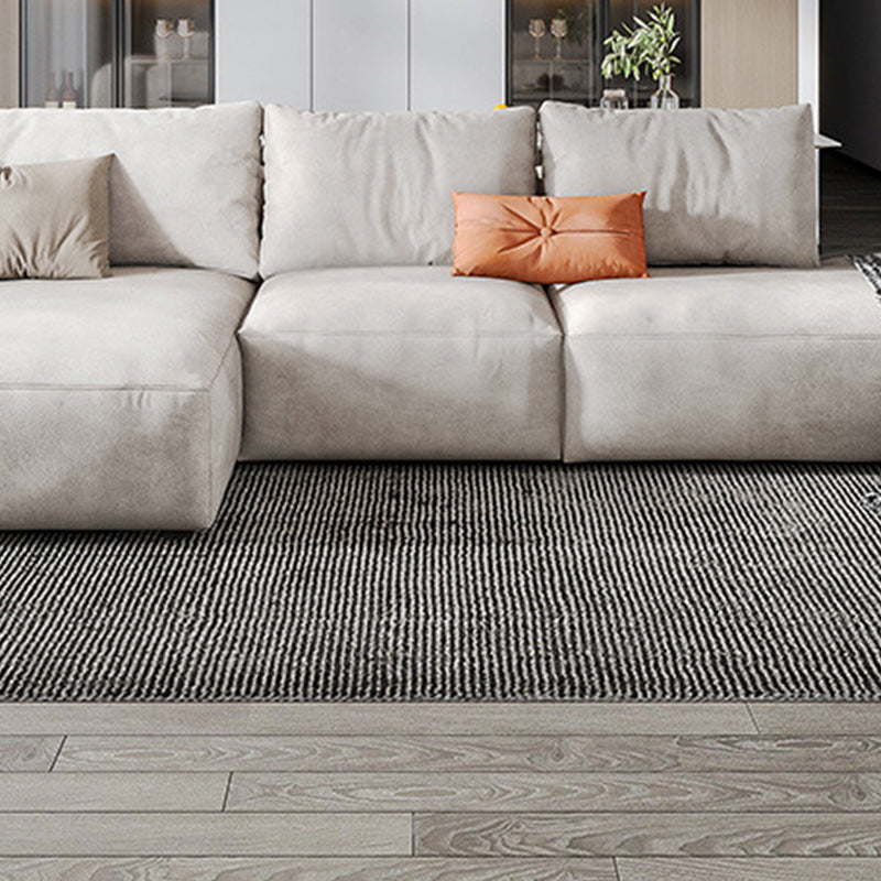 Nordic Pillows Living Room Faux Leather Stationary Square Arm Sofa Chaise