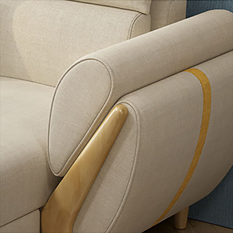 Nordic Stationary Living Room Flared Arm Cushions Sofa Chaise