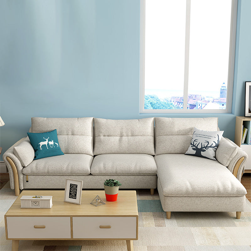 Nrdic Fabric Stationary Living Room Flared Arm Cushions Sofa Chaise