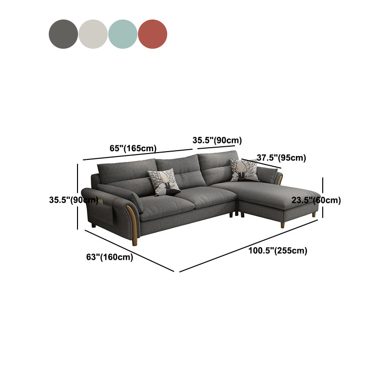 Nrdic Fabric Stationary Living Room Flared Arm Cushions Sofa Chaise