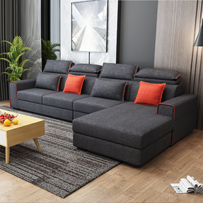 Nordic Square Arm Stationary Living Room Slipcovered Cushions Seating