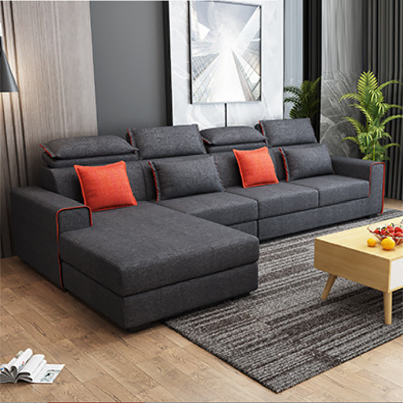 Nordic Square Arm Stationary Living Room Slipcovered Cushions Seating