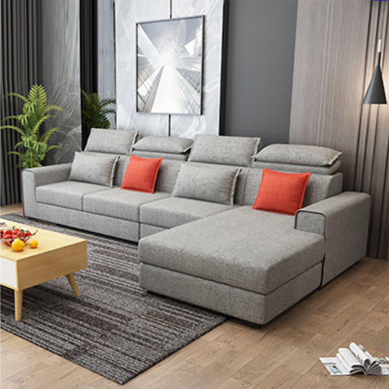 Nordic Square Arm Stationary Living Room Slipcovered Cushions Seating