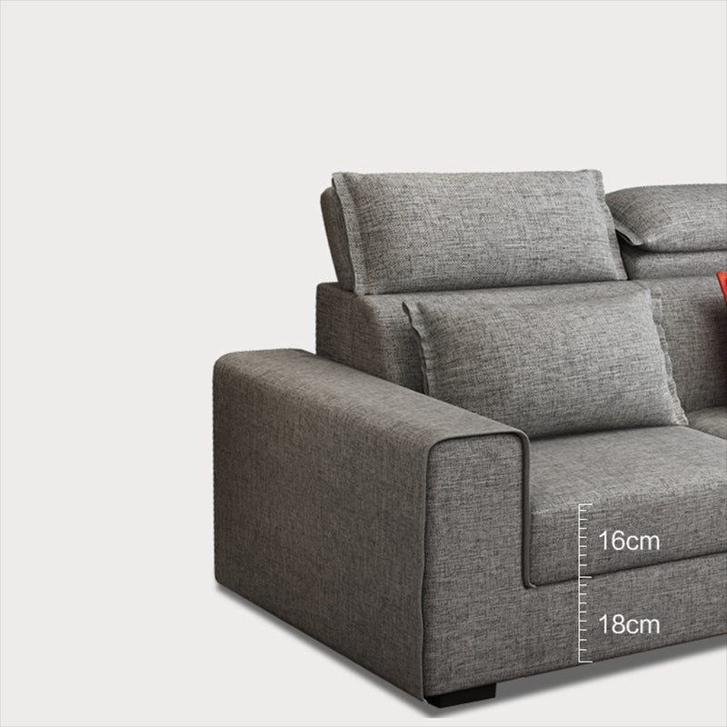 Nordic Square Arm Stationary Living Room Slipcovered Cushions Seating