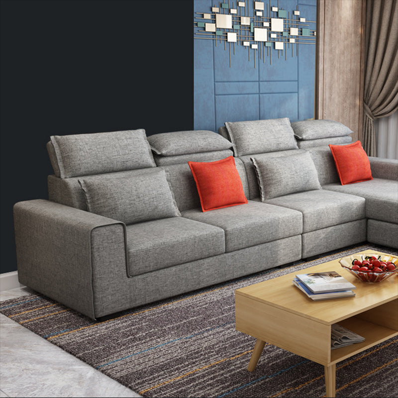 Nordic Square Arm Stationary Living Room Slipcovered Cushions Seating