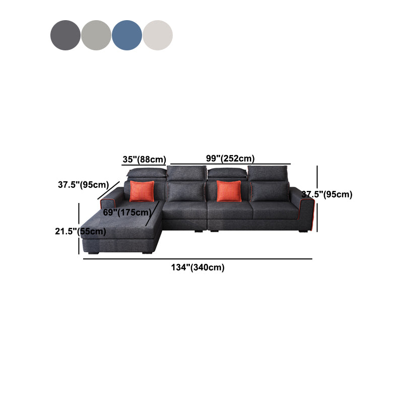 Nordic Square Arm Stationary Living Room Slipcovered Cushions Seating