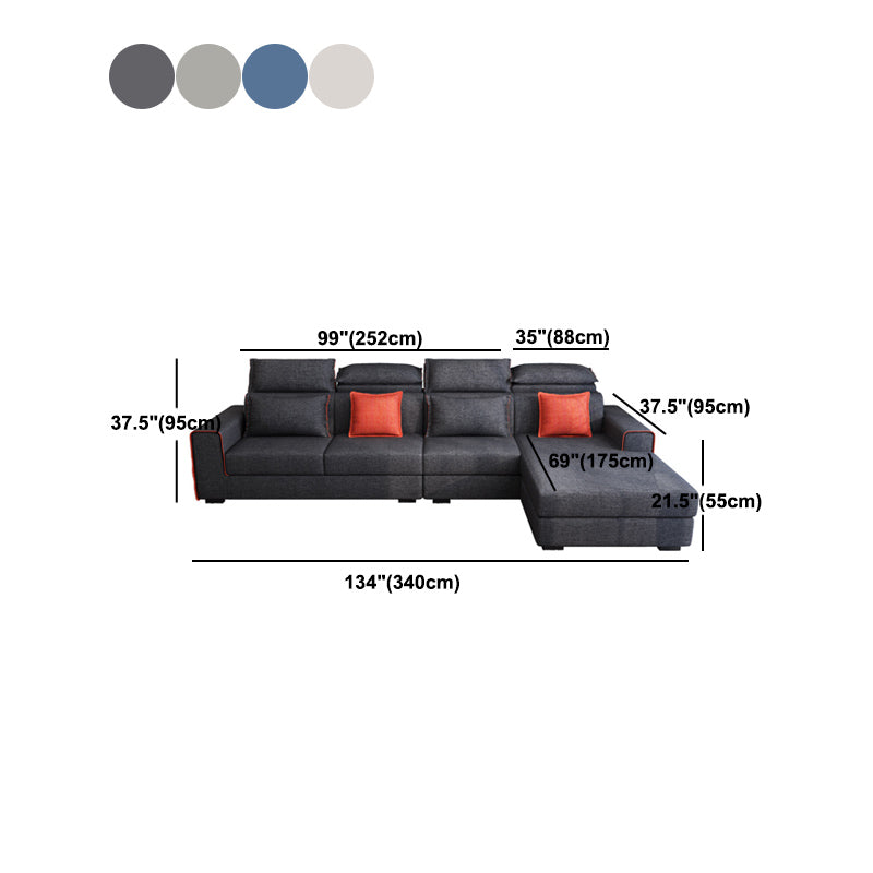 Nordic Square Arm Stationary Living Room Slipcovered Cushions Seating