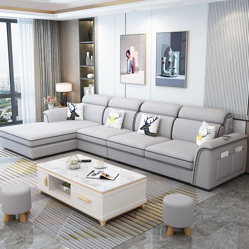 Contemporary Living Room Stationary Recessed Arm Cushions Seating