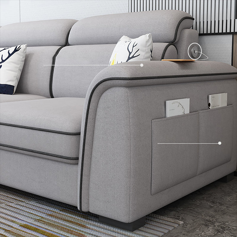 Contemporary Living Room Stationary Recessed Arm Cushions Seating