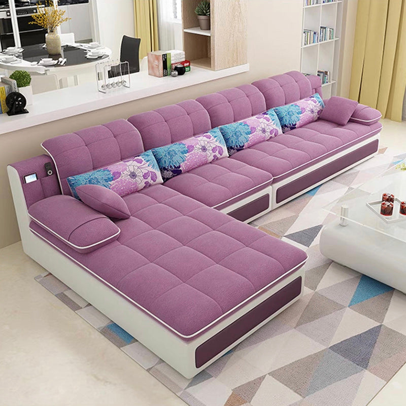 Contemporary Pillow Top Arm Stationary Living Room Sofa Chaise