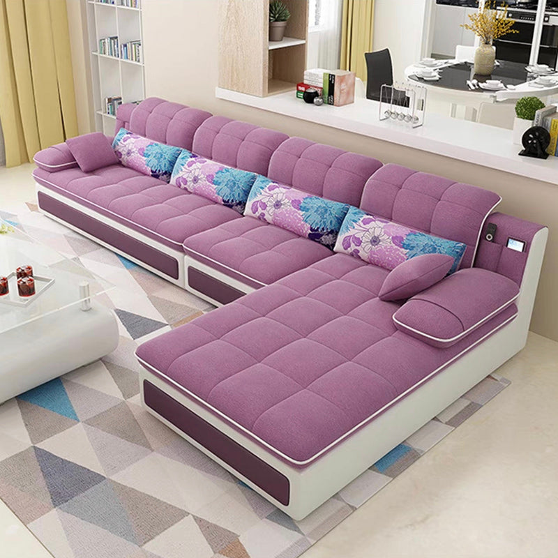 Contemporary Pillow Top Arm Stationary Living Room Sofa Chaise