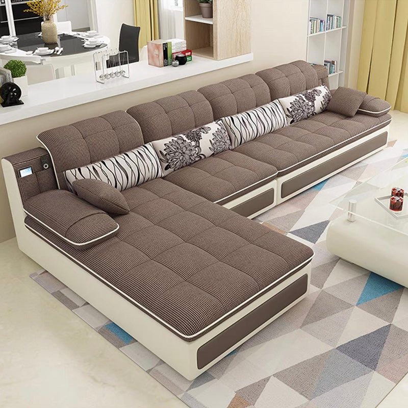 Contemporary Pillow Top Arm Stationary Living Room Sofa Chaise
