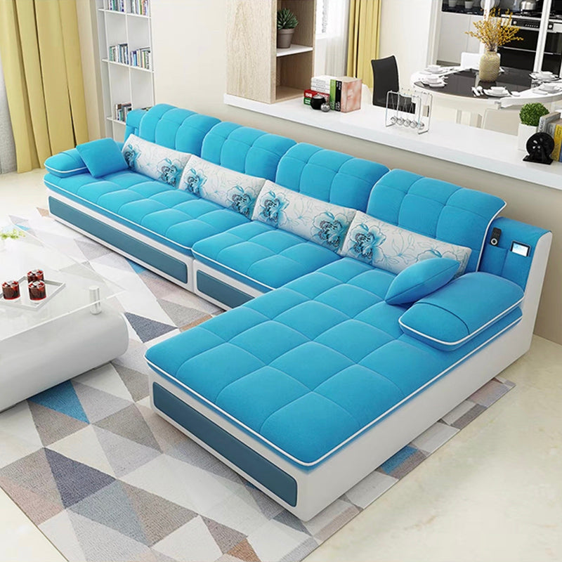 Contemporary Pillow Top Arm Stationary Living Room Sofa Chaise