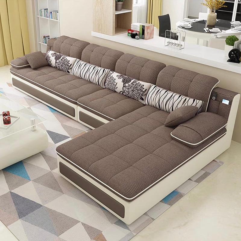 Contemporary Pillow Top Arm Stationary Living Room Sofa Chaise