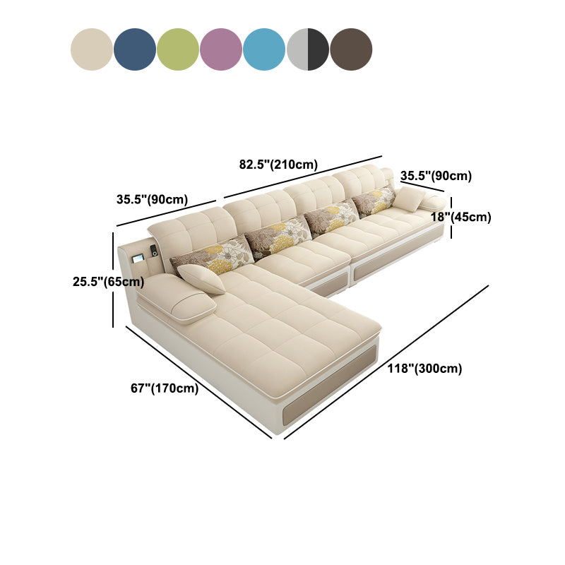 Contemporary Pillow Top Arm Stationary Living Room Sofa Chaise