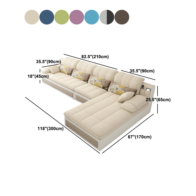 Contemporary Pillow Top Arm Stationary Living Room Sofa Chaise