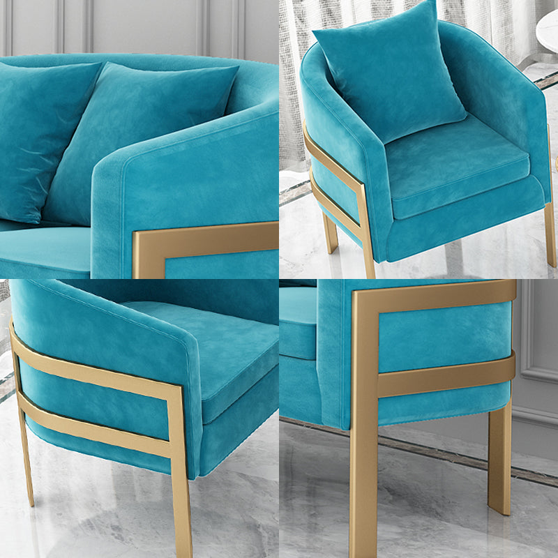 23.62" Wide Velvet Barrel Chair Arms Included Chair for Living Room