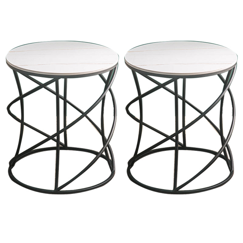 Modern Frame Slate End Table Round Minimalist Side End Table