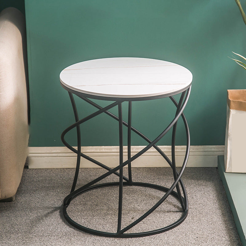 Modern Frame Slate End Table Round Minimalist Side End Table