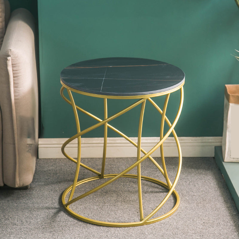 Modern Frame Slate End Table Round Minimalist Side End Table