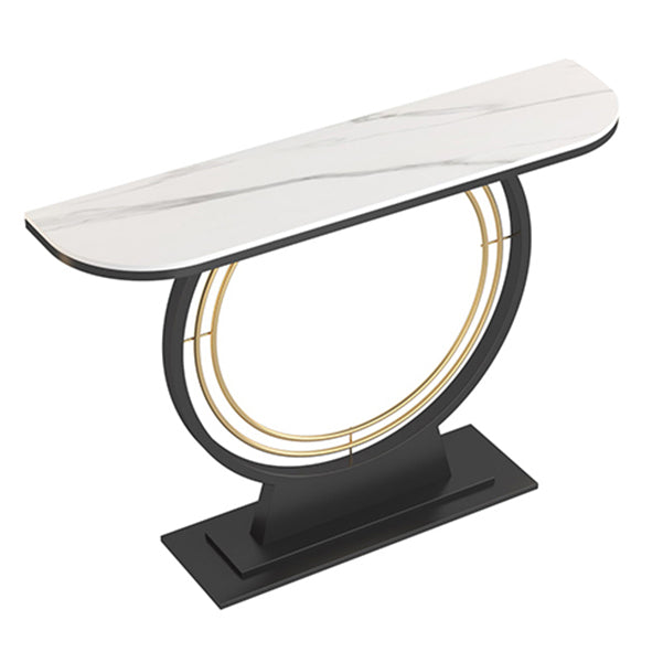11" Wide Contemporary Console Table Stone Half Moon End Table