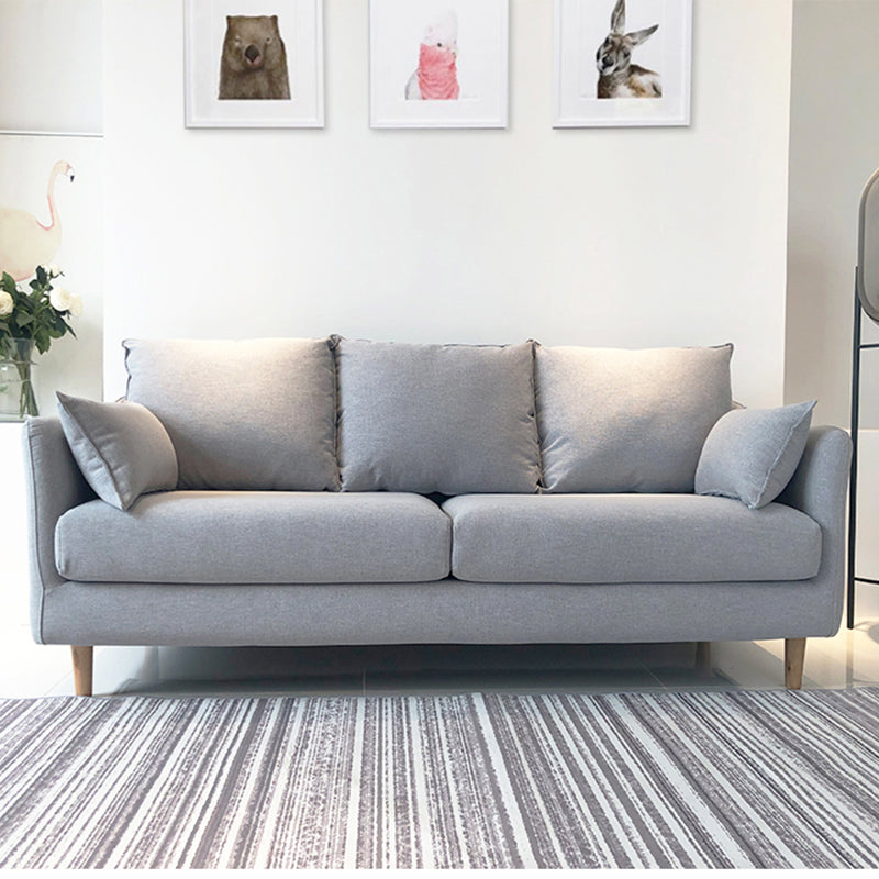 34.25" H Modern 3-seater Cotton Blend Flared Arm Sofa with Pillows