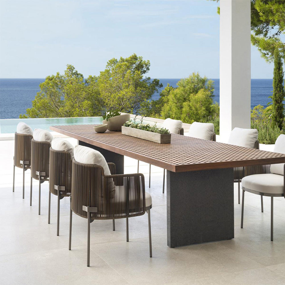 Bohemian Style Dining Set 1/8 Piece Solid Wood Dining Table Set for Patio