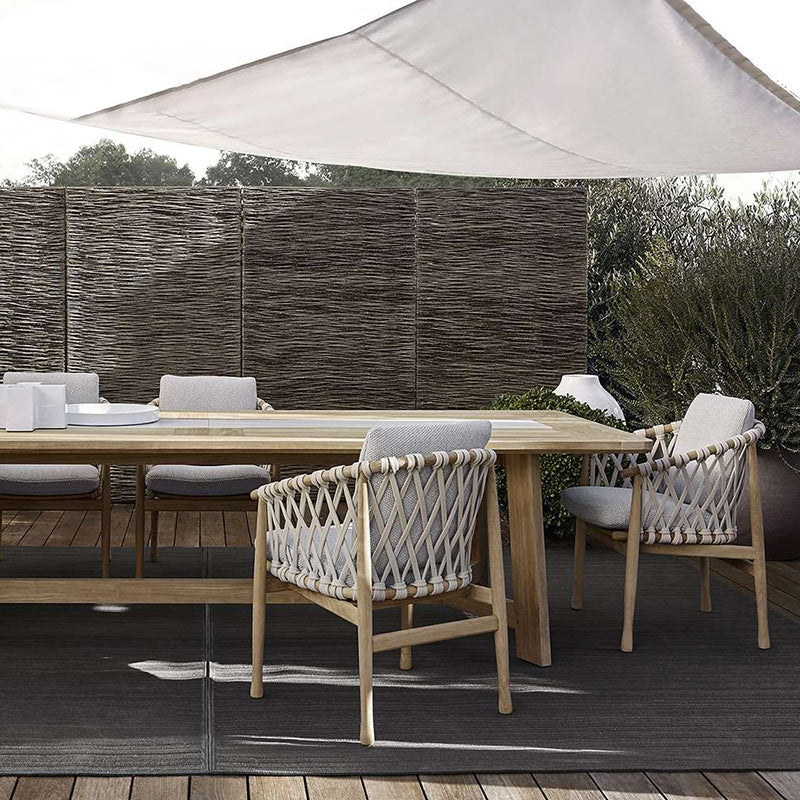 Modern Dining Table Set 1/4/5/7 Piece Teak Dining Set for Garden